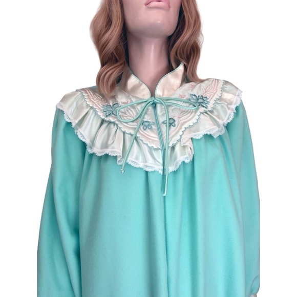 Vintage Apostrophe Fleece Dressing Gown Robe House Dress Coat ½ Front Zip Plush - Picture 2 of 16